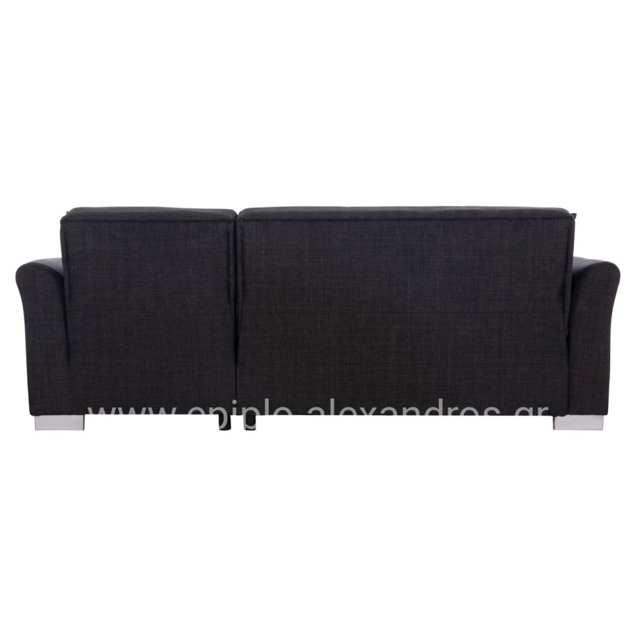CORNER SOFA-BED WITH STORAGE SPACE BRONKO HM3291.01 FABRIC IN ANTHRACITE COLOR 218x138x77Hcm.