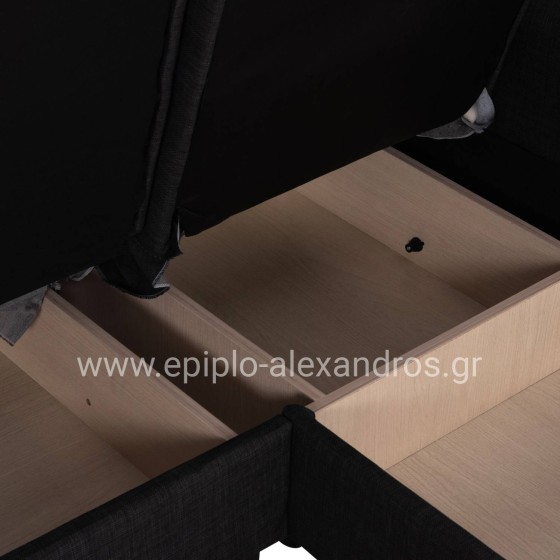 ΓΩΝΙΑΚΟΣ ΚΑΝΑΠΕΣ-ΚΡΕΒΑΤΙ ΜΕ ΑΠΟΘ. ΧΩΡΟ BRONKO HM3291.01 ΑΝΘΡΑΚΙ ΥΦΑΣΜΑ 218x138x77Y