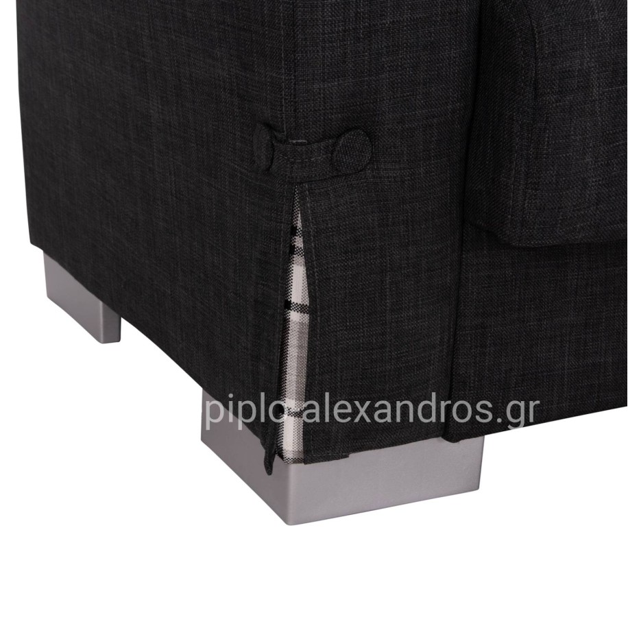 CORNER SOFA-BED WITH STORAGE SPACE BRONKO HM3291.01 FABRIC IN ANTHRACITE COLOR 218x138x77Hcm.