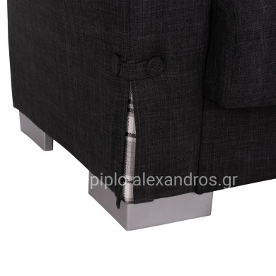 ΓΩΝΙΑΚΟΣ ΚΑΝΑΠΕΣ-ΚΡΕΒΑΤΙ ΜΕ ΑΠΟΘ. ΧΩΡΟ BRONKO HM3291.01 ΑΝΘΡΑΚΙ ΥΦΑΣΜΑ 218x138x77Y