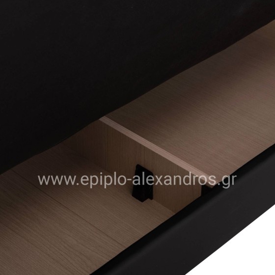 ΚΑΝΑΠΕΣ ΚΡΕΒΑΤΙ ΜΕ ΑΠΟΘ.ΧΩΡΟ TΡΙΘΕΣΙΟΣ NIKKO HM3292.11 ΜΑΥΡΟ PU 207x80x82Υεκ.
