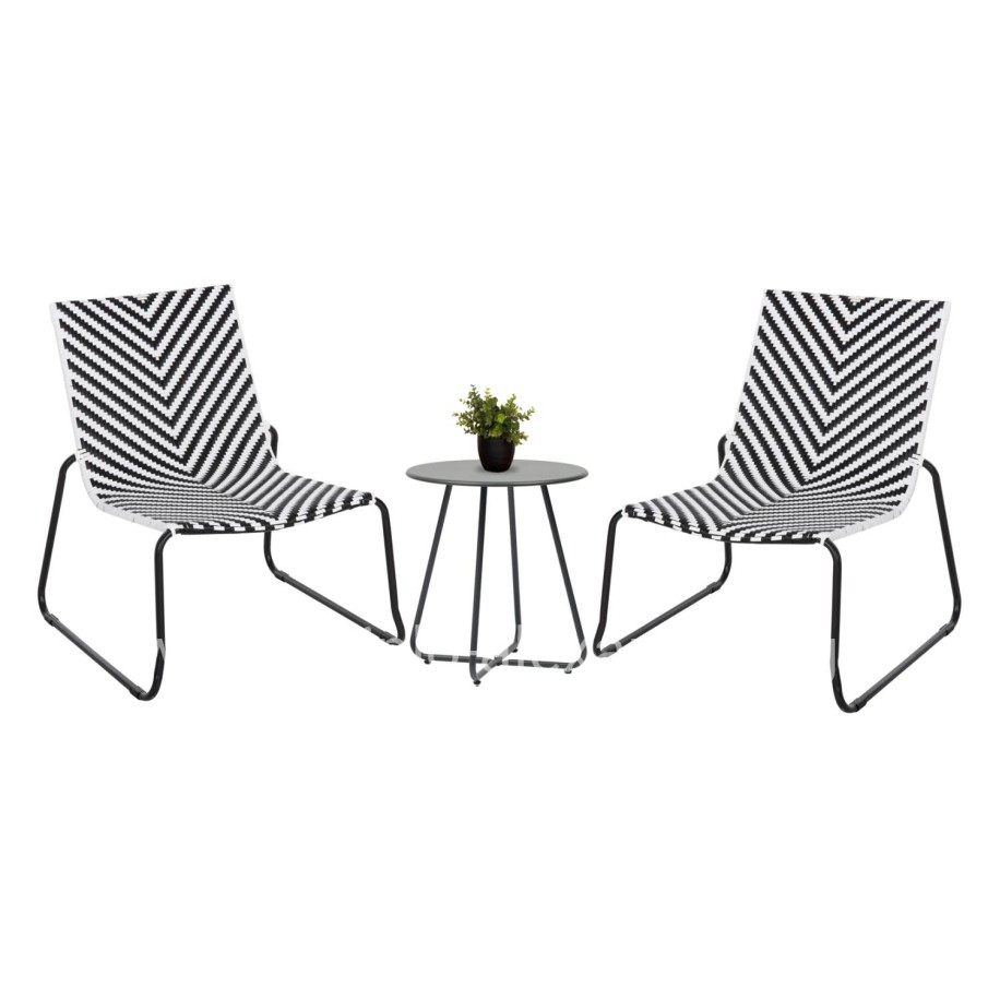 ΣΕΤ LOUNGE 3TMX ΕΞ.ΧΩΡΟΥ PONY HM21193 ΜΕΤΑΛΛΟ ΣΕ ΓΚΡΙ--ΣΥΝΘ.RATTAN ΣΕ ΛΕΥΚΟ-ΜΑΥΡΟ