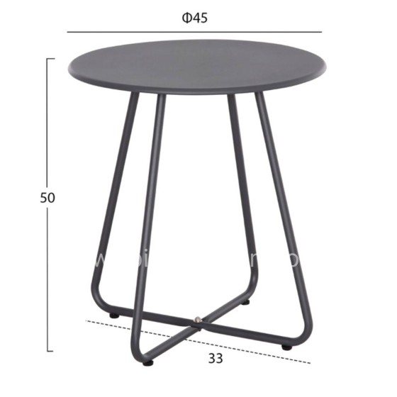 OUTDOOR LOUNGE SET 3PCS PONY HM21193 METAL COFFEE TABLE IN GREY--WICKER RATTAN IN BLACK & WHITE