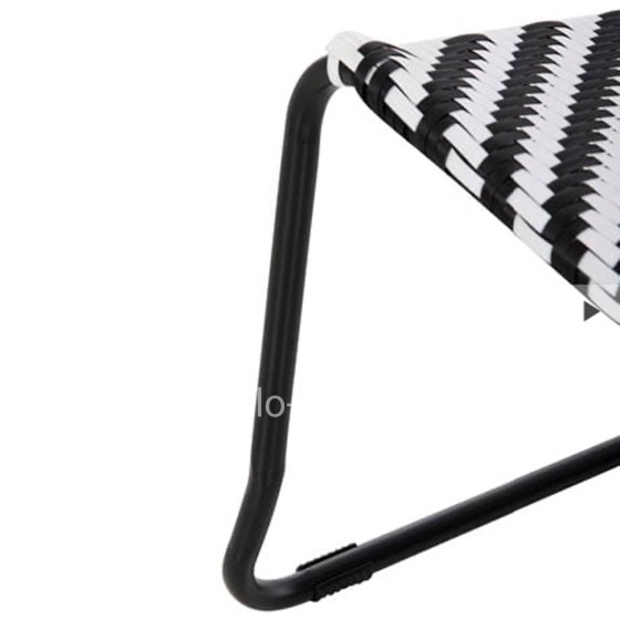 OUTDOOR LOUNGE SET 3PCS PONY HM21193 METAL COFFEE TABLE IN GREY--WICKER RATTAN IN BLACK & WHITE