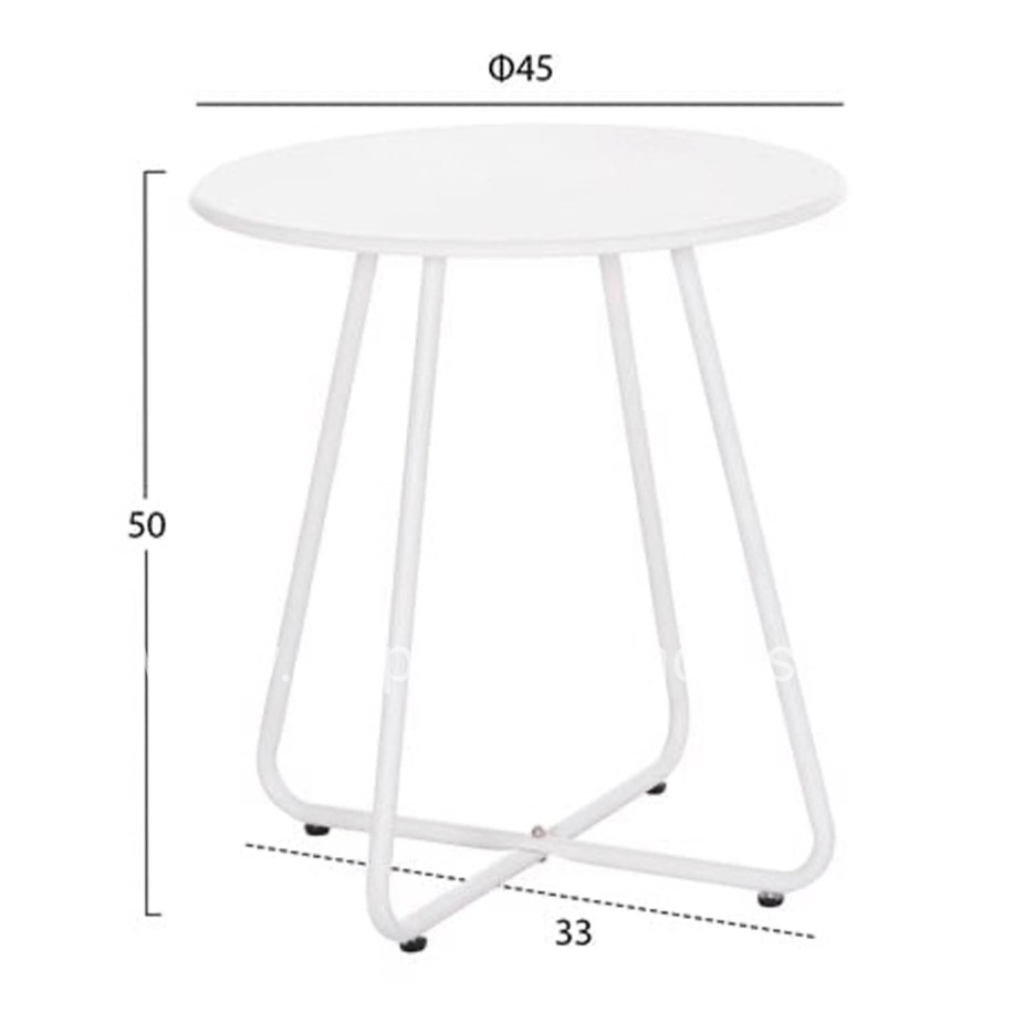 OUTDOOR LOUNGE SET 3PCS PONY HM21194 METAL COFFEE TABLE IN WHITE--WICKER RATTAN IN BLACK & WHITE