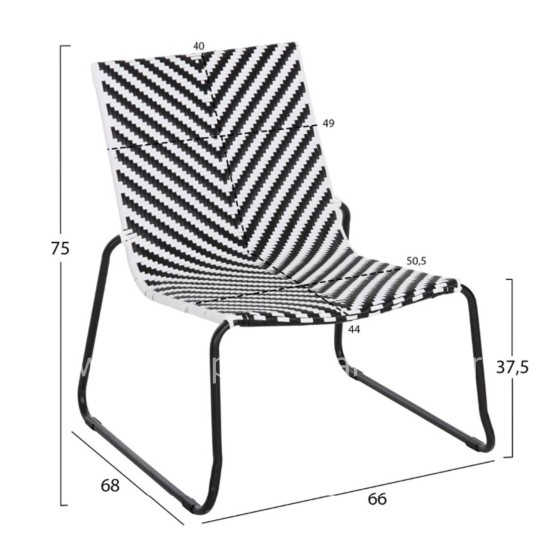 ΣΕΤ LOUNGE 3TMX ΕΞ.ΧΩΡΟΥ PONY HM21193.02 ΜΕΤΑΛΛΟ ΚΑΙ ΣΥΝΘ.RATTAN ΣΕ ΛΕΥΚΟ-ΜΑΥΡΟ