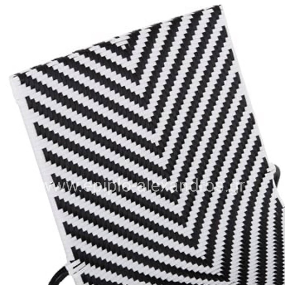 OUTDOOR LOUNGE SET 3PCS PONY HM21194 METAL COFFEE TABLE IN WHITE--WICKER RATTAN IN BLACK & WHITE