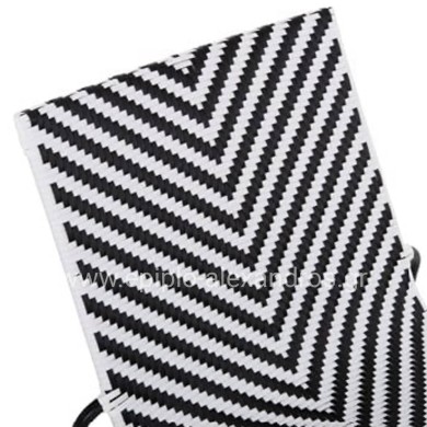 OUTDOOR LOUNGE SET 3PCS PONY HM21194 METAL COFFEE TABLE IN WHITE--WICKER RATTAN IN BLACK & WHITE