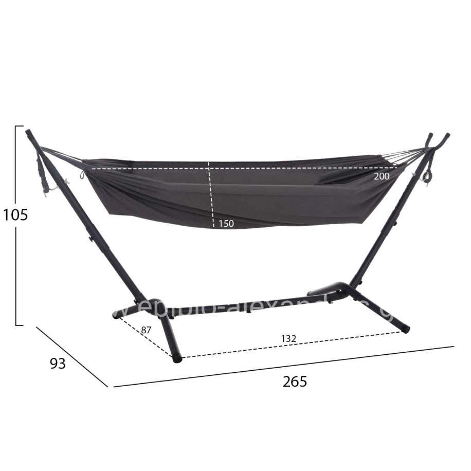 HAMMOCK CRAVE HM6304.01 ANTHRACITE METAL FRAME-DARK GREY FABRIC 265x93x105Hcm.