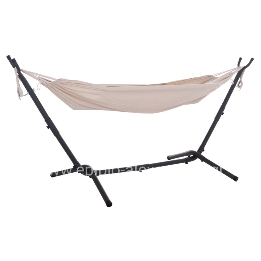 HAMMOCK CRAVE HM6304.02 ANTHRACITE METAL FRAME-BEIGE FABRIC 265x93x105Hcm.
