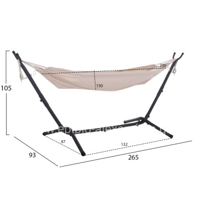 HAMMOCK CRAVE HM6304.02 ANTHRACITE METAL FRAME-BEIGE FABRIC 265x93x105Hcm.