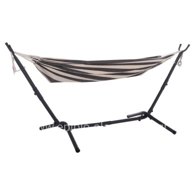 HAMMOCK CRAVE HM6304.03 ANTHRACITE METAL FRAME-BLUE FABRIC WITH WHITE STRIPES 265x93x105Hcm.