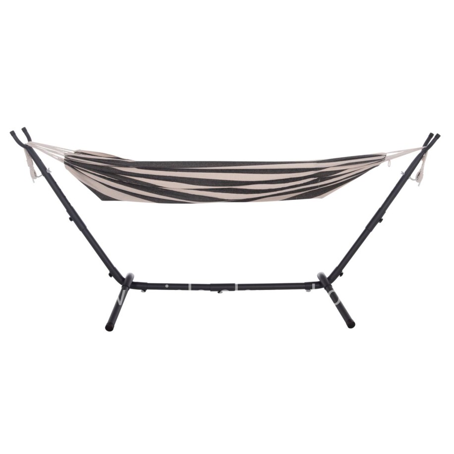 HAMMOCK CRAVE HM6304.03 ANTHRACITE METAL FRAME-BLUE FABRIC WITH WHITE STRIPES 265x93x105Hcm.