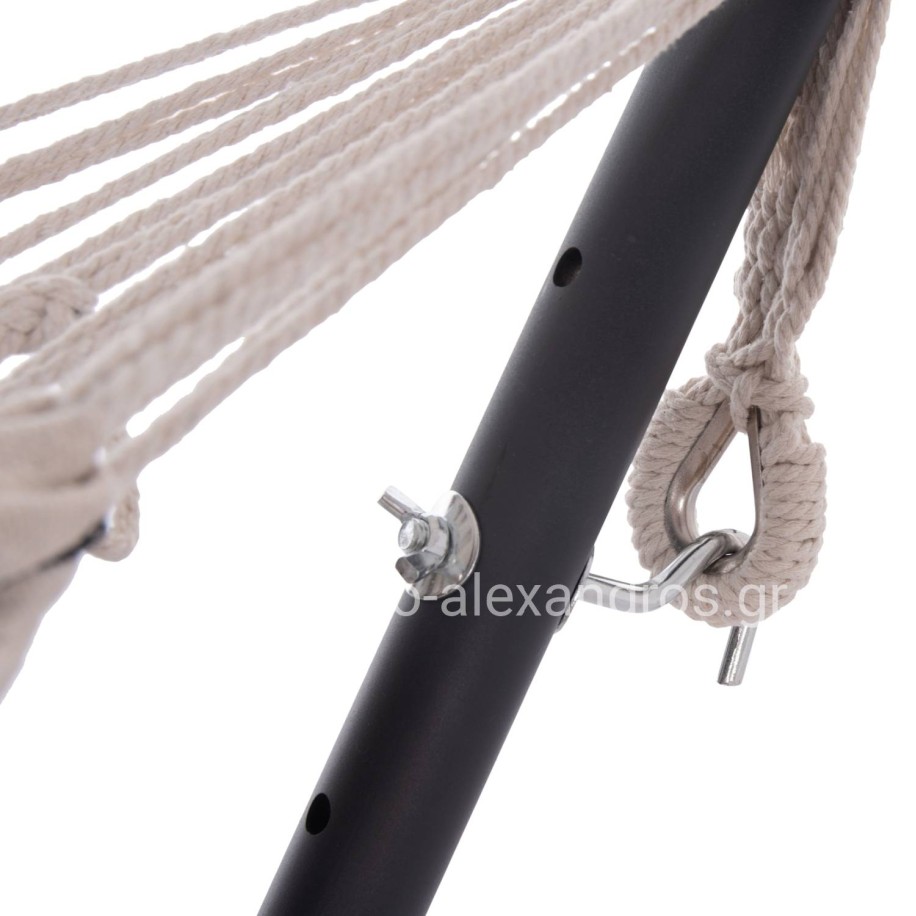 HAMMOCK CRAVE HM6304.03 ANTHRACITE METAL FRAME-BLUE FABRIC WITH WHITE STRIPES 265x93x105Hcm.