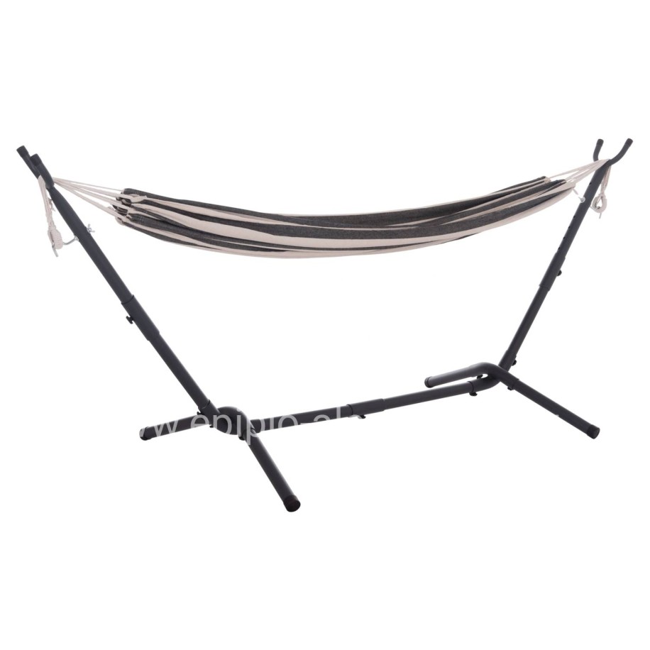 HAMMOCK CRAVE HM6304.03 ANTHRACITE METAL FRAME-BLUE FABRIC WITH WHITE STRIPES 265x93x105Hcm.