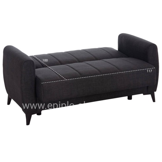 SOFA-BED 2-SEATER WITH STORAGE SPACE NIKKO HM3293.01 GREY FABRIC 144x75x84Hcm.