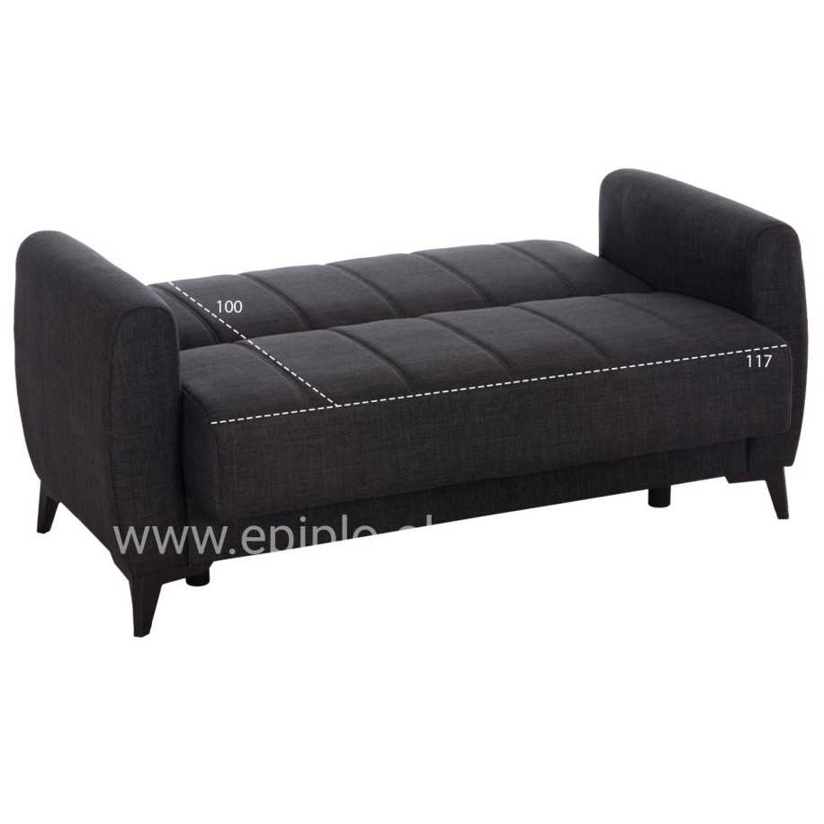 SOFA-BED 2-SEATER WITH STORAGE SPACE NIKKO HM3293.01 GREY FABRIC 144x75x84Hcm.