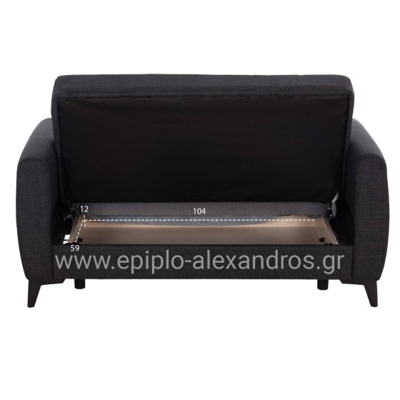 SOFA-BED 2-SEATER WITH STORAGE SPACE NIKKO HM3293.01 GREY FABRIC 144x75x84Hcm.