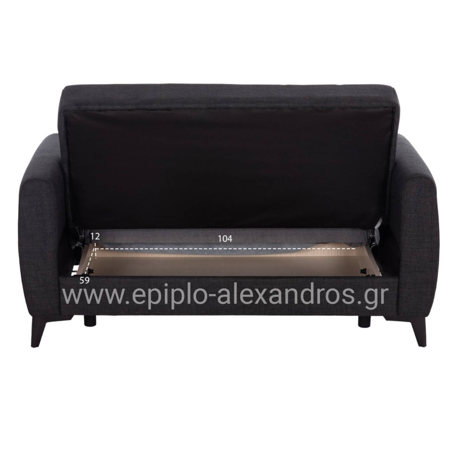 SOFA-BED 2-SEATER WITH STORAGE SPACE NIKKO HM3293.01 GREY FABRIC 144x75x84Hcm.