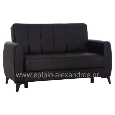 SOFA-BED 2-SEATER WITH STORAGE SPACE NIKKO HM3293.11 BLACK PU 144x75x84Hcm.