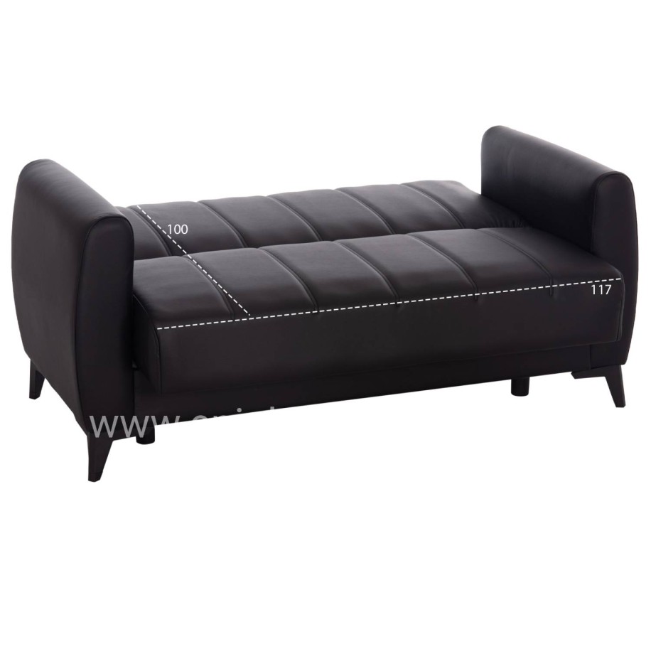SOFA-BED 2-SEATER WITH STORAGE SPACE NIKKO HM3293.11 BLACK PU 144x75x84Hcm.