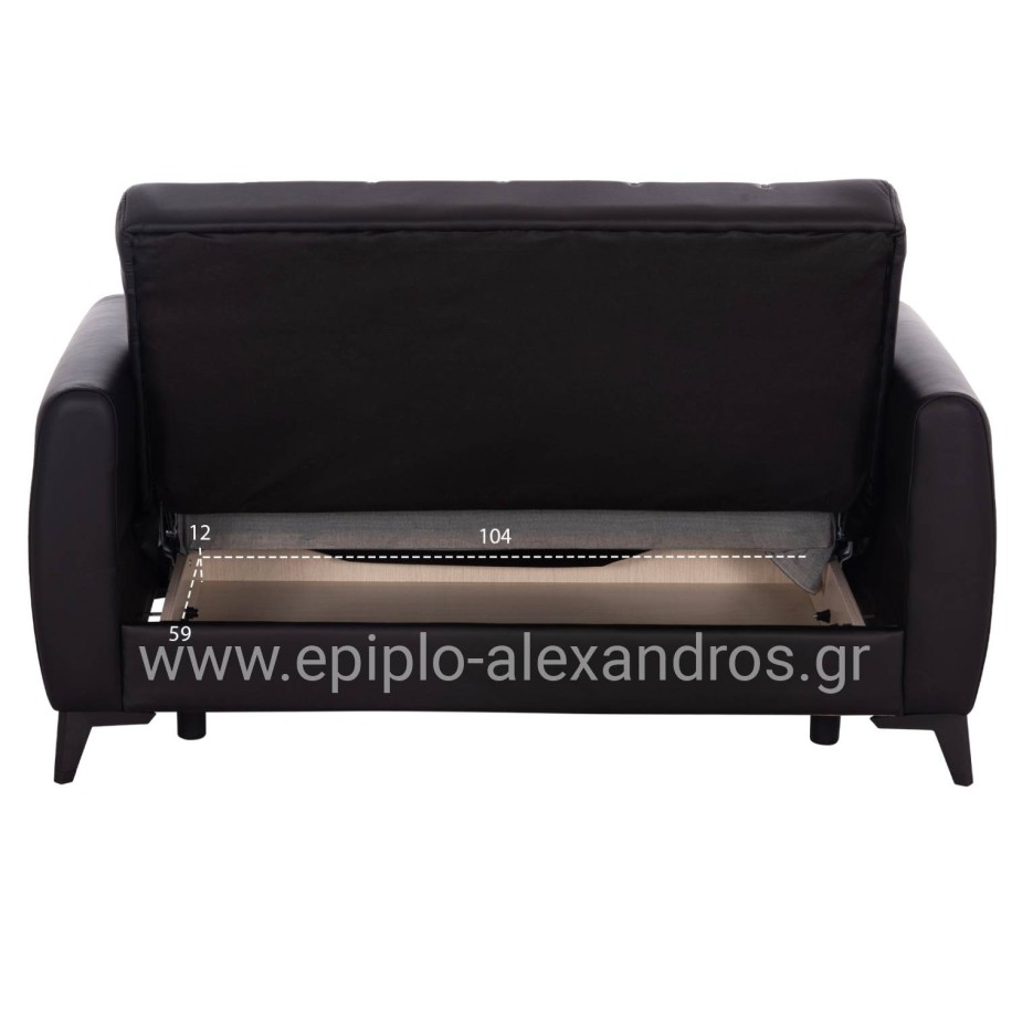 SOFA-BED 2-SEATER WITH STORAGE SPACE NIKKO HM3293.11 BLACK PU 144x75x84Hcm.
