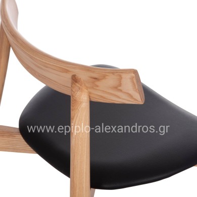KΑΡΕΚΛΑ ΤΡΑΠΕΖΑΡΙΑΣ SEKAN HM18245.04 RUBBERWOOD-ΜΑΥΡΟ PU 60x54x72Υεκ