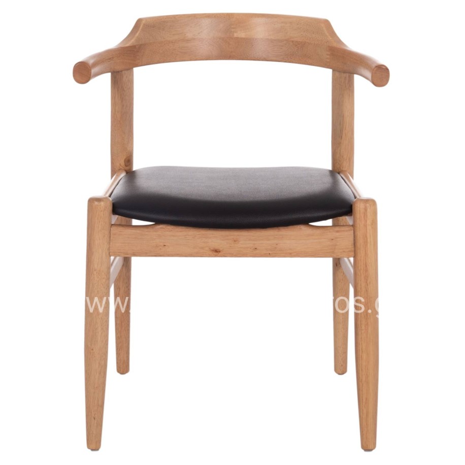 ΠΟΛΥΘΡΟΝΑ CERSEI HM9946.01 RUBBERWOOD ΣΕ LIGHT OAK & PU ΣΕ ΜΑΥΡΟ 57x53x72Υεκ