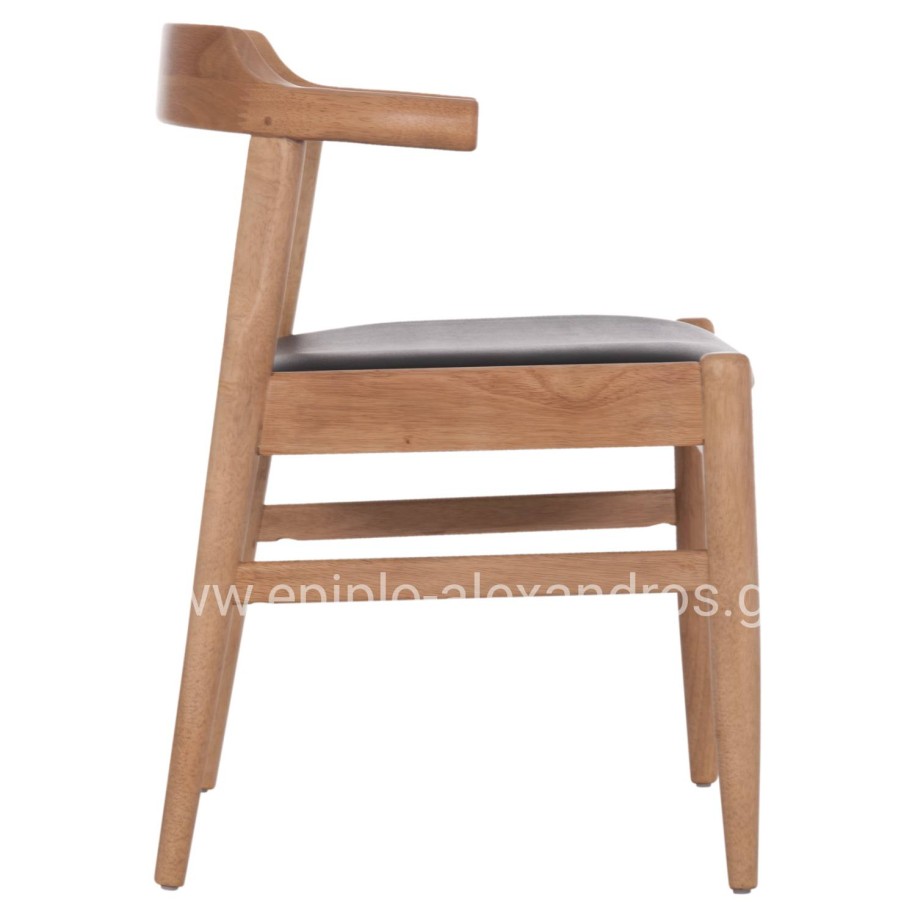 ΠΟΛΥΘΡΟΝΑ CERSEI HM9946.01 RUBBERWOOD ΣΕ LIGHT OAK & PU ΣΕ ΜΑΥΡΟ 57x53x72Υεκ