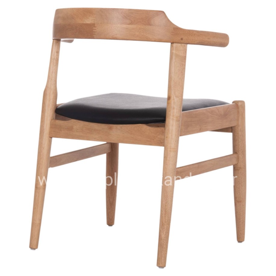 DINING CHAIR CERSEI HM9946.01 RUBBERWOOD IN LIGHT OAK & PU IN BLACK 57x53x72Hcm.