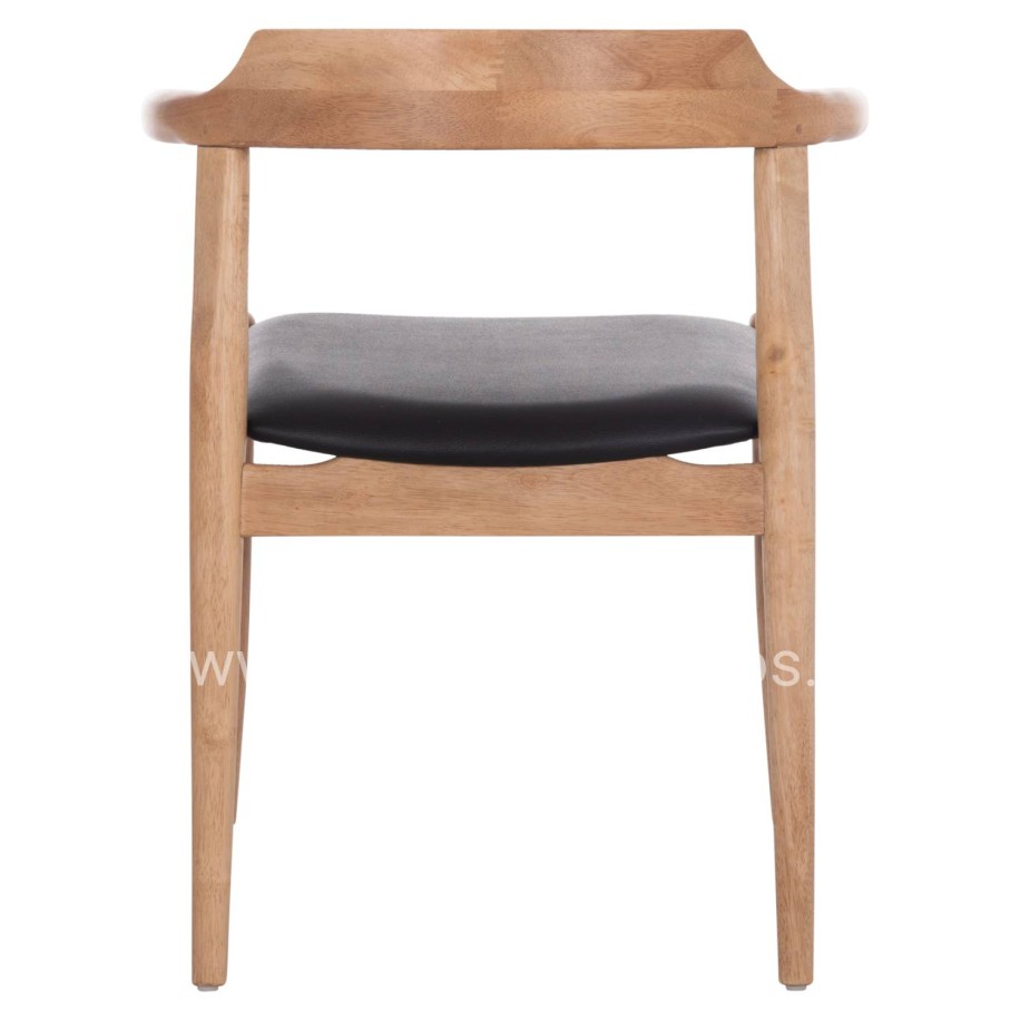 DINING CHAIR CERSEI HM9946.01 RUBBERWOOD IN LIGHT OAK & PU IN BLACK 57x53x72Hcm.