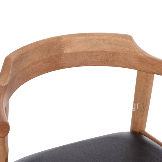 DINING CHAIR CERSEI HM9946.01 RUBBERWOOD IN LIGHT OAK & PU IN BLACK 57x53x72Hcm.