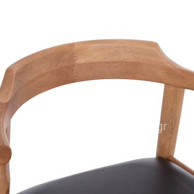 DINING CHAIR CERSEI HM9946.01 RUBBERWOOD IN LIGHT OAK & PU IN BLACK 57x53x72Hcm.