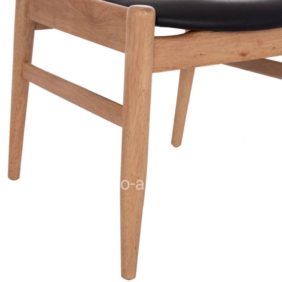 DINING CHAIR CERSEI HM9946.01 RUBBERWOOD IN LIGHT OAK & PU IN BLACK 57x53x72Hcm.