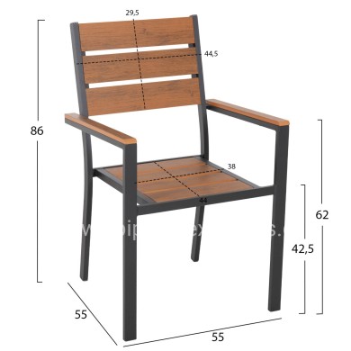 ΣΕΤ ΤΡΑΠΕΖΑΡΙΑΣ TABER HM21198 ΤΡΑΠΕΖΙ & 6 ΠΟΛΥΘΡΟΝΕΣ-ΑΛΟΥΜΙΝΙΟ & POLYWOOD-ΑΝΘΡΑΚΙ
