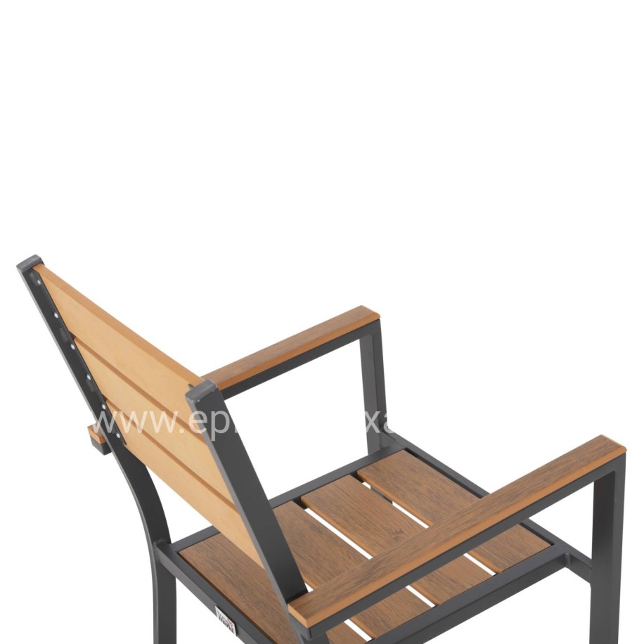 OUTDOOR DINING SET TABER HM21198 TABLE & 6 DINING CHAIRS-ALUMINUM & POLYWOOD--ANTHRACITE COLOR