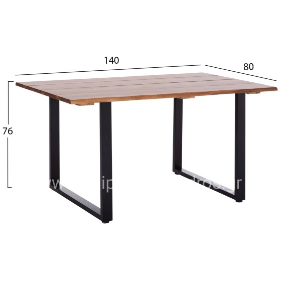 OUTDOOR DINING TABLE FRIGGO HM6296.02 ACACIA WOOD 2.6cm thick--METAL LEGS 140x80x76Hcm