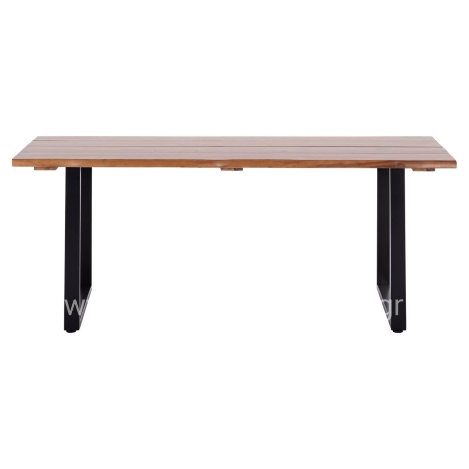 OUTDOOR DINING TABLE FRIGGO HM6298.01 ACACIA WOOD 3.5cm thick--METAL LEGS 200x100x77Hcm