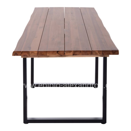 OUTDOOR DINING TABLE FRIGGO HM6298.02 ACACIA WOOD 2.6cm thick--METAL LEGS 200x100x76Hcm