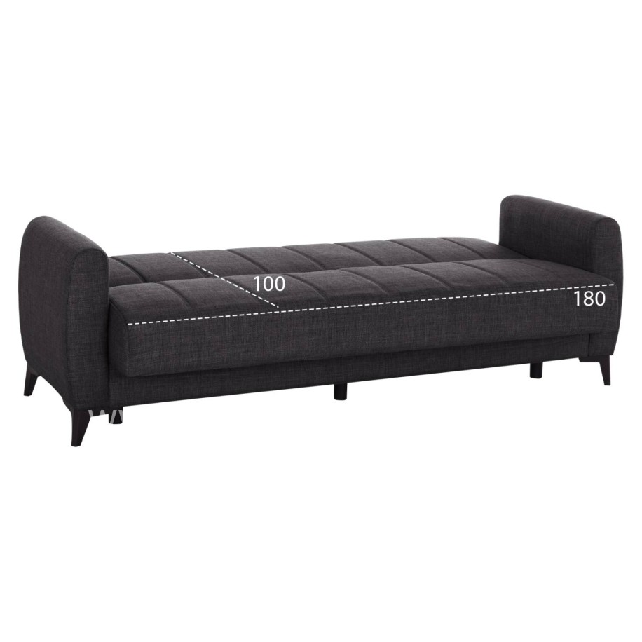 SOFA-BED 3-SEATER WITH STORAGE SPACE NIKKO HM3292.01 GREY FABRIC 209x76x83Hcm.
