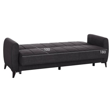 SOFA-BED 3-SEATER WITH STORAGE SPACE NIKKO HM3292.01 GREY FABRIC 209x76x83Hcm.