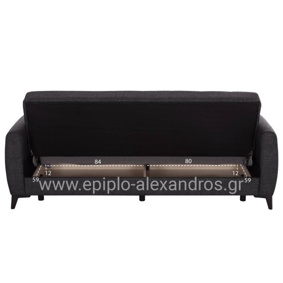 ΚΑΝΑΠΕΣ ΚΡΕΒΑΤΙ ΜΕ ΑΠΟΘ.ΧΩΡΟ TΡΙΘΕΣΙΟΣ NIKKO HM3292.01 ΓΚΡΙ ΥΦΑΣΜΑ 209x76x83Υεκ.