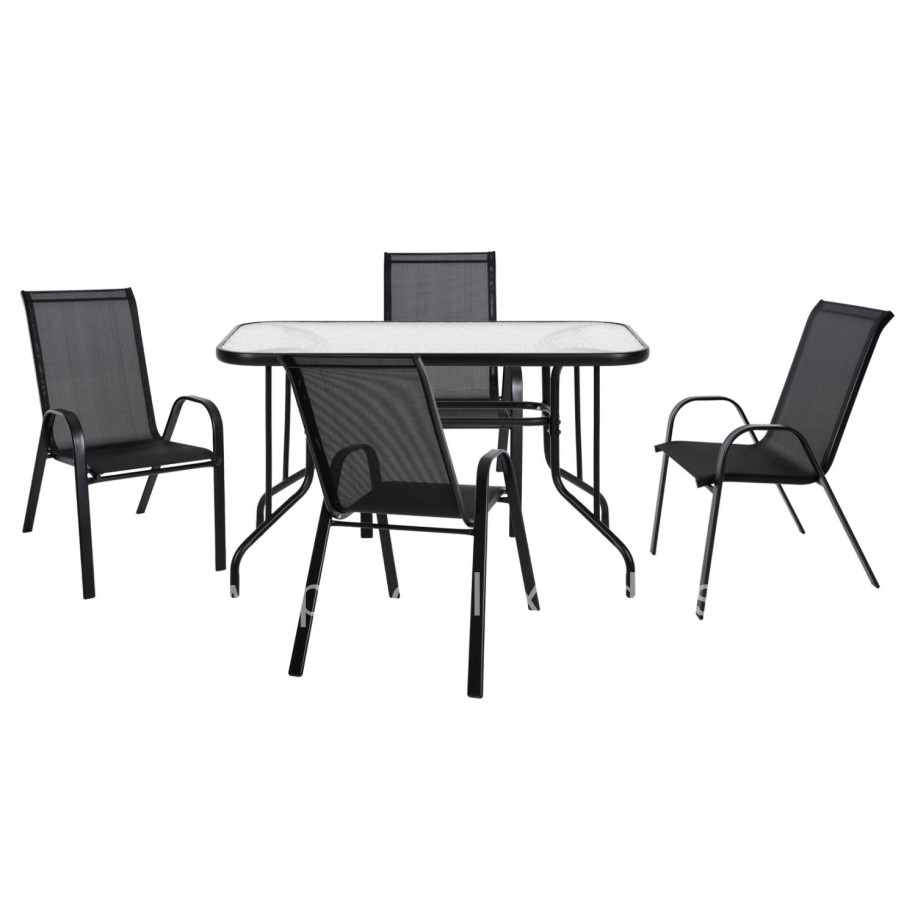 OUTDOOR DINING SET ADAM HM5193.13 TABLE WITH 4 DINING CHAIRS--BLACK