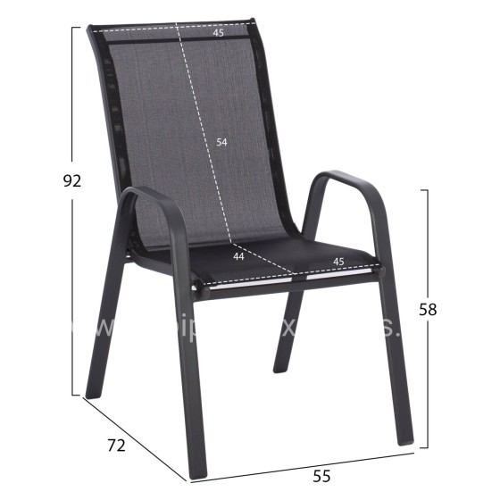 OUTDOOR DINING SET ADAM HM5193.13 TABLE WITH 4 DINING CHAIRS--BLACK