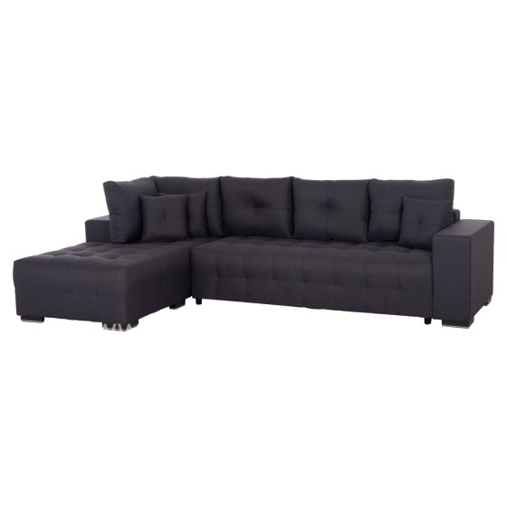 CORNER SOFA-BED WITH STORAGE SPACE TRENDSTON HM3302.01L GREY FABRIC 298x177x95Hcm.