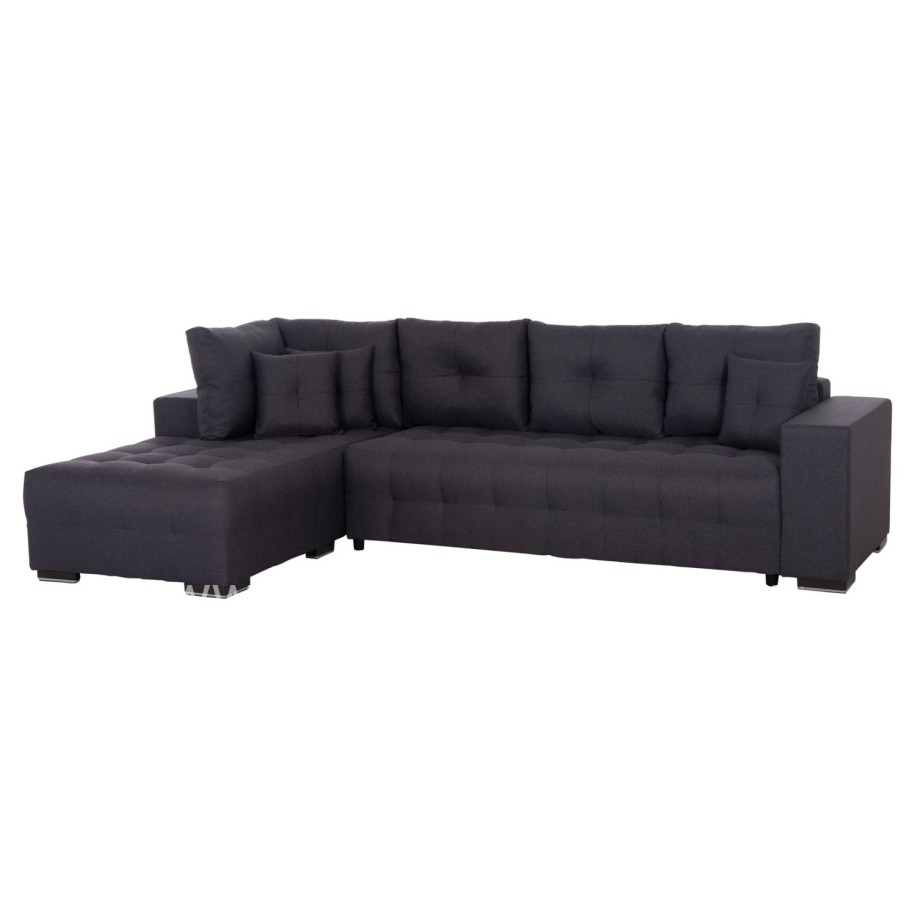 CORNER SOFA-BED WITH STORAGE SPACE TRENDSTON HM3302.01L GREY FABRIC 298x177x95Hcm.