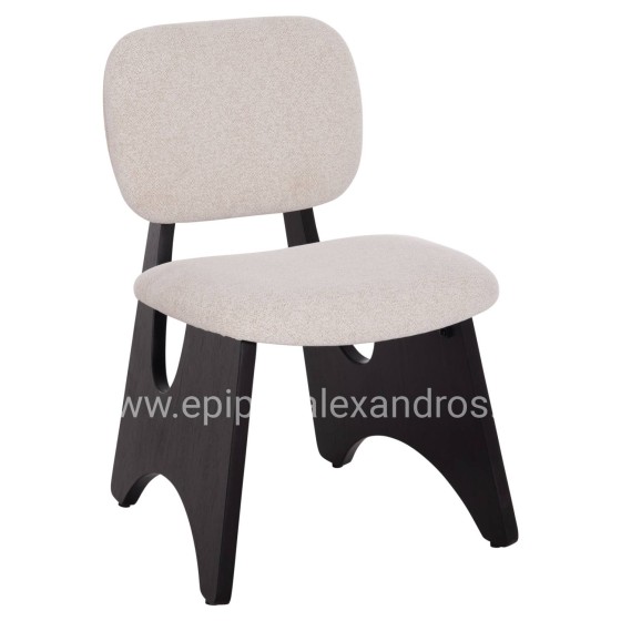 DINING CHAIR BELLISI HM18248.02 FABRIC IN CREAM WHITE-PLYWOOD IN BLACK 53x56x78Hcm.