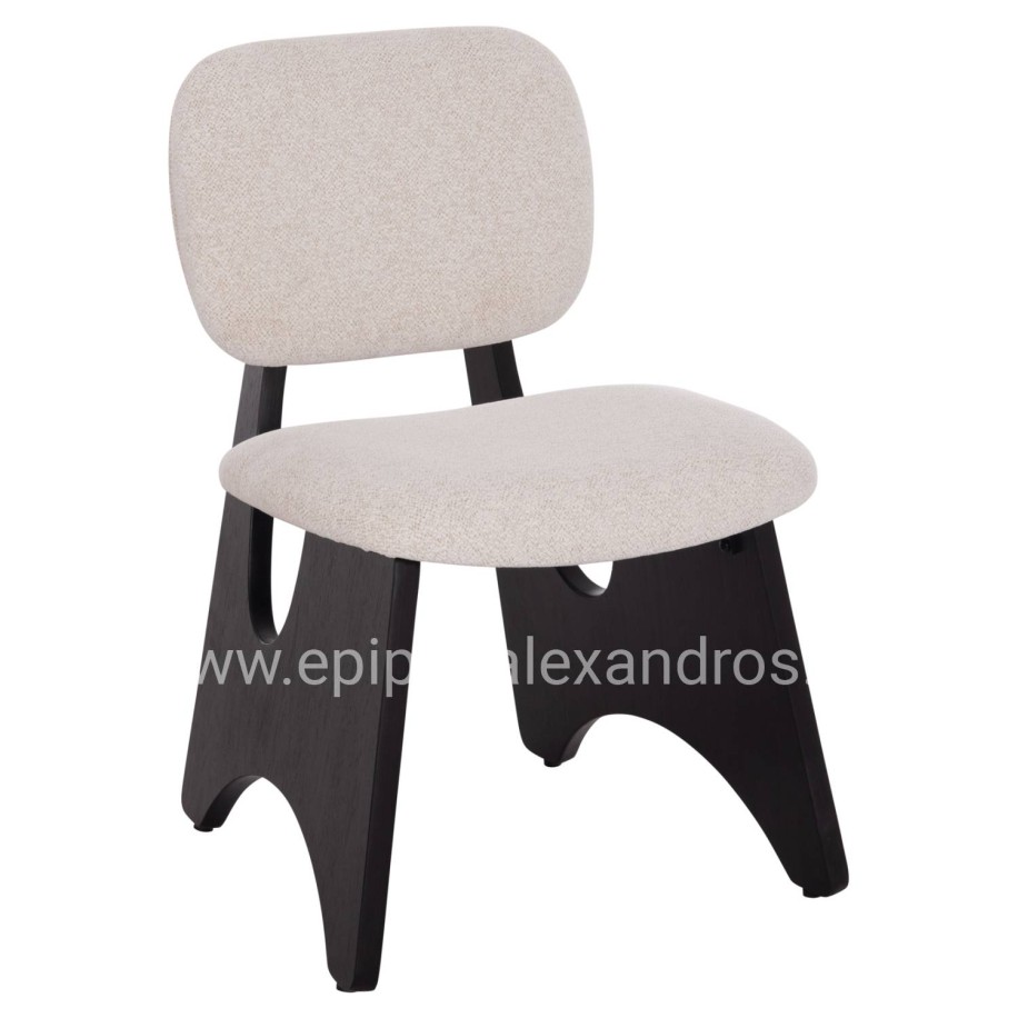 DINING CHAIR BELLISI HM18248.02 FABRIC IN CREAM WHITE-PLYWOOD IN BLACK 53x56x78Hcm.
