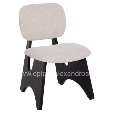 DINING CHAIR BELLISI HM18248.02 FABRIC IN CREAM WHITE-PLYWOOD IN BLACK 53x56x78Hcm.