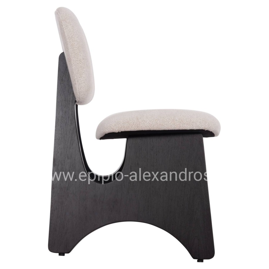 DINING CHAIR BELLISI HM18248.02 FABRIC IN CREAM WHITE-PLYWOOD IN BLACK 53x56x78Hcm.
